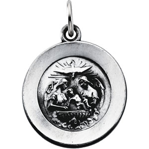 Baptism Medal, 18.75 mm, Sterling Silver - Click Image to Close