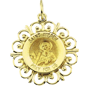 St. Andrew Medal, 18.5 mm, 14K Yellow Gold - Click Image to Close