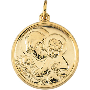 St. Joseph Medal, 21.3 mm, 14K Yellow Gold - Click Image to Close