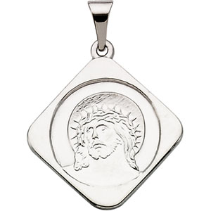Ecce Homo Medal, 18.8 x 18.8 mm, 14K White Gold - Click Image to Close