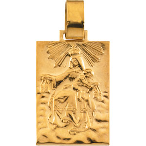 Our Lady of Mt. Carmel Medal, 19.40 x 14 mm, 14K Yellow Gold - Click Image to Close