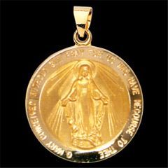 Miraculous Medal, 22 mm, 18K Yellow Gold - Click Image to Close