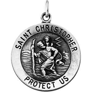 St. Christopher Medal, 25 mm, Sterling Silver - Click Image to Close