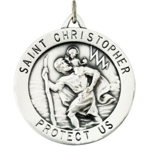 St. Christopher Medal, 33 mm, Sterling Silver - Click Image to Close