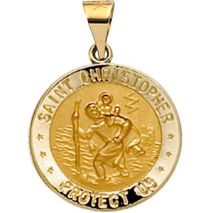 St. Christopher Medal, 23 mm, 18K Yellow Gold - Click Image to Close