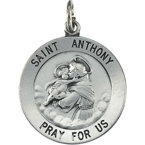 St. Anthony Medal, 22 mm, Sterling Silver - Click Image to Close