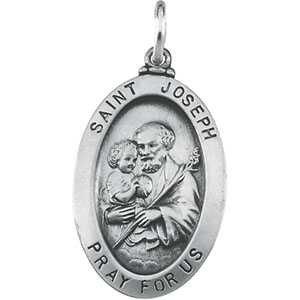 St. Joseph Medal, 23.51 x 6.25 mm, Sterling Silver - Click Image to Close