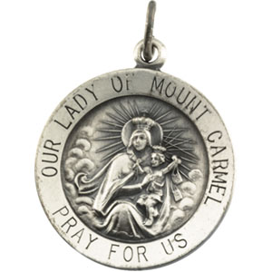 Lady of Mount Carmel Medal, 18.3 mm, Sterling Silver - Click Image to Close