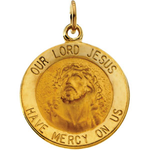 Our Lord Jesus Medal, 15 mm, 14K Yellow Gold - Click Image to Close