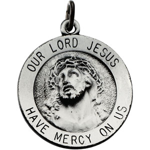 Rd. Lord Jesus Medal, 18.5 mm, Sterling Silver - Click Image to Close