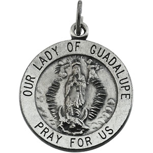 Lady of Guadalupe Medal, 18 mm, Sterling Silver - Click Image to Close