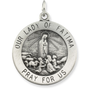 Our Lady of Fatima Medal, 18.5 mm, Sterling Silver - Click Image to Close