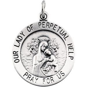 Perpetual Help Medal, 18.5 mm, Sterling Silver - Click Image to Close