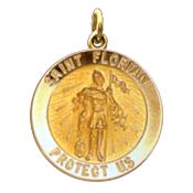 St. Florian Medal, 25 mm, 14K Yellow Gold - Click Image to Close