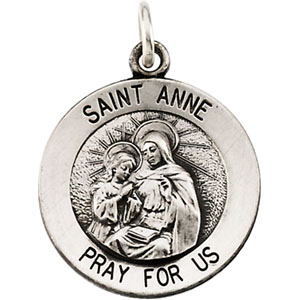 St. Anne Medal, 14.5 mm, Sterling Silver - Click Image to Close