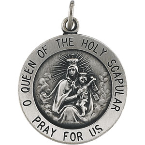 Scapular Medal, 18 mm, Sterling Silver - Click Image to Close