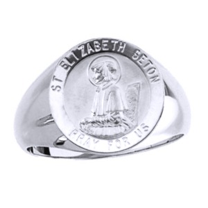 Saint Elizabeth Seton Silver Ring, 18 mm round top - Click Image to Close