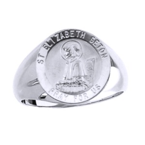 St. Elizabeth Seton Silver Ring, 15mm top - Click Image to Close