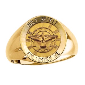Holy Spirit Ring. 14k gold, 18 mm round top - Click Image to Close