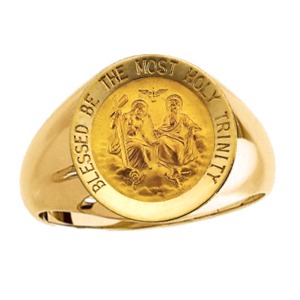 Holy Trinity Ring, 14k gold, 18 mm round top - Click Image to Close