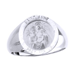 St. Anne Sterling Silver Ring, 15mm top - Click Image to Close