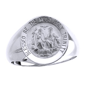 Holy Trinity Sterling Silver Ring, 18 mm round top - Click Image to Close
