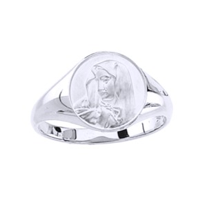 Lady of Sorrows Sterling Silver Ring, 12 mm round top - Click Image to Close