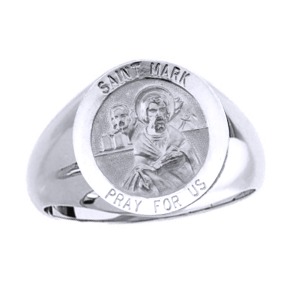 St. Mark Sterling Silver Ring, 15mm round top - Click Image to Close