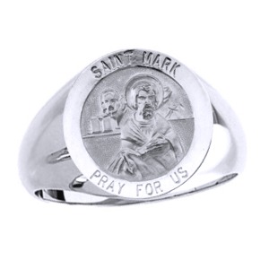 St. Mark Sterling Silver Ring, 18 mm round top - Click Image to Close