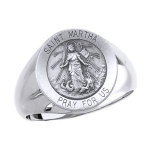 St. Martha Sterling Silver Ring, 18.5 mm round top - Click Image to Close