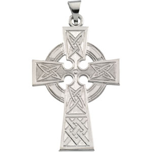 14K White Gold Celtic-Inspired Cross Pendant - Click Image to Close