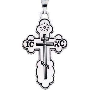 Orthodox Cross Pendant W/Black Inlay - Click Image to Close