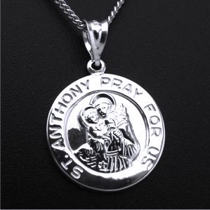 St. Anthony Silver Medal and 18" Chain. - Click Image to Close