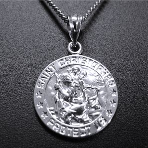 St. Christopher Silver Medal and 18" Chain. - Click Image to Close