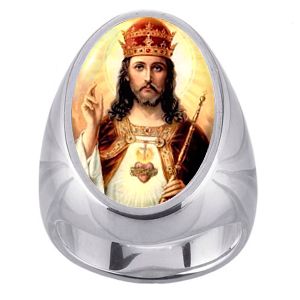 Jesus the King Charm Gem Sterling Ring - Click Image to Close