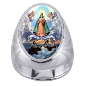 Our Lady of charity Charm Gem Sterling Ring - Click Image to Close
