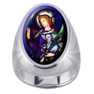 St Agnes Charm Gem Sterling Ring - Click Image to Close