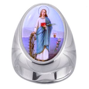 St Catherine of Alexandria Charm Gem Sterling Ring - Click Image to Close