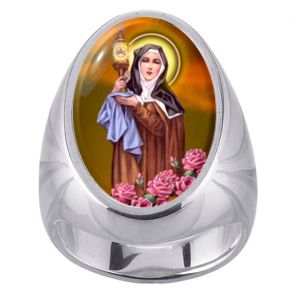 St Clare of Assisi Charm Gem Sterling Ring - Click Image to Close