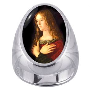 St Mary Magdalene Charm Gem Sterling Ring - Click Image to Close