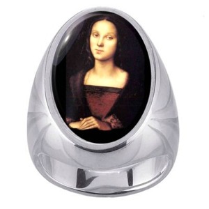 St Mary Magdalene Charm Gem Sterling Ring - Click Image to Close