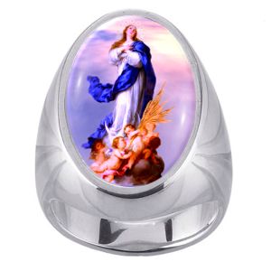 Assumption of the Virgin Charm Gem Sterling Ring - Click Image to Close
