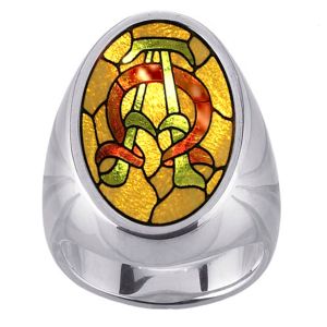 Alpha Omega Color Charm Gem Sterling Ring - Click Image to Close