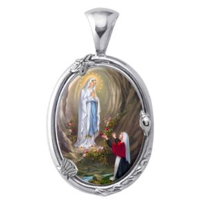 Our Lady of Lourdes Charm Gem Pendant - Click Image to Close