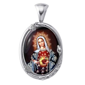 Madonna of the Rosary Charm Gem Pendant - Click Image to Close