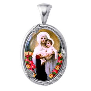 Madonna of the Roses Charm Gem Pendant - Click Image to Close