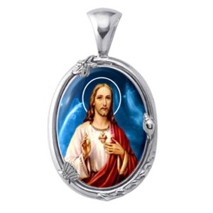 Sacred Heart of Jesus Charm Gem Pendant - Click Image to Close