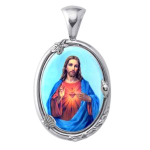 Sacred Heart of Jesus Charm Gem Pendant - Click Image to Close