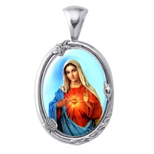 Sacred Heart of Mary Charm Gem Pendant - Click Image to Close