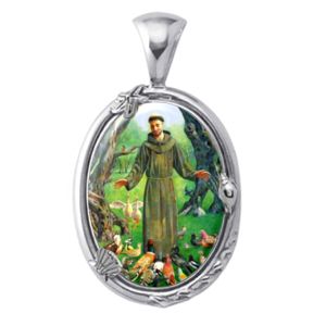 St Francis with Animals Charm Gem Pendant - Click Image to Close